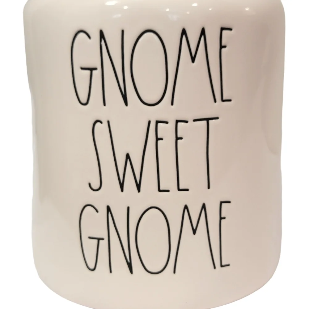Rae Dunn by Magenta Gnome Sweet Gnome Off White Ceramic Canister Removeable Lid